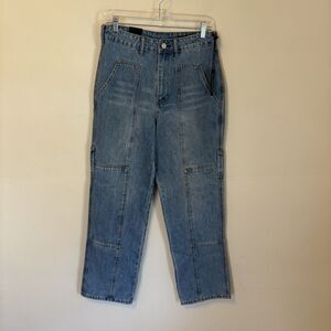 NEW Blank NYC‎ Expected Wide Leg High Rise Jeans Blue Carpenter Cargo 27